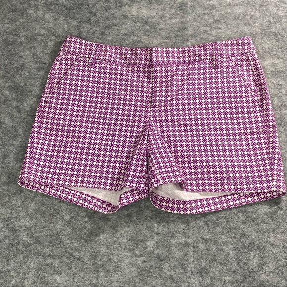 Caslon Womens Purple/White‎ Diamond Pattern 5 in Inseam Shorts Size 10 - Picture 1 of 14